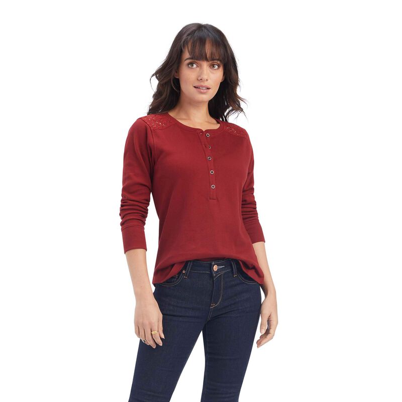 Ariat Hemden Damen - Real Henley Rot ( XLWSP-5071 )